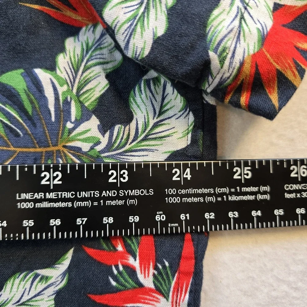 Banana Republic Shirt Mens XL Slim Linen Hawaiian Tropical Bird Of Paradise SS